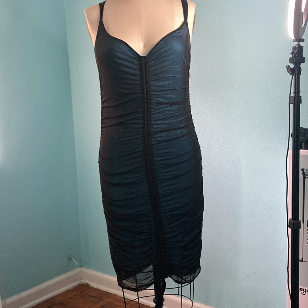 Mesh gathered and shirred dress